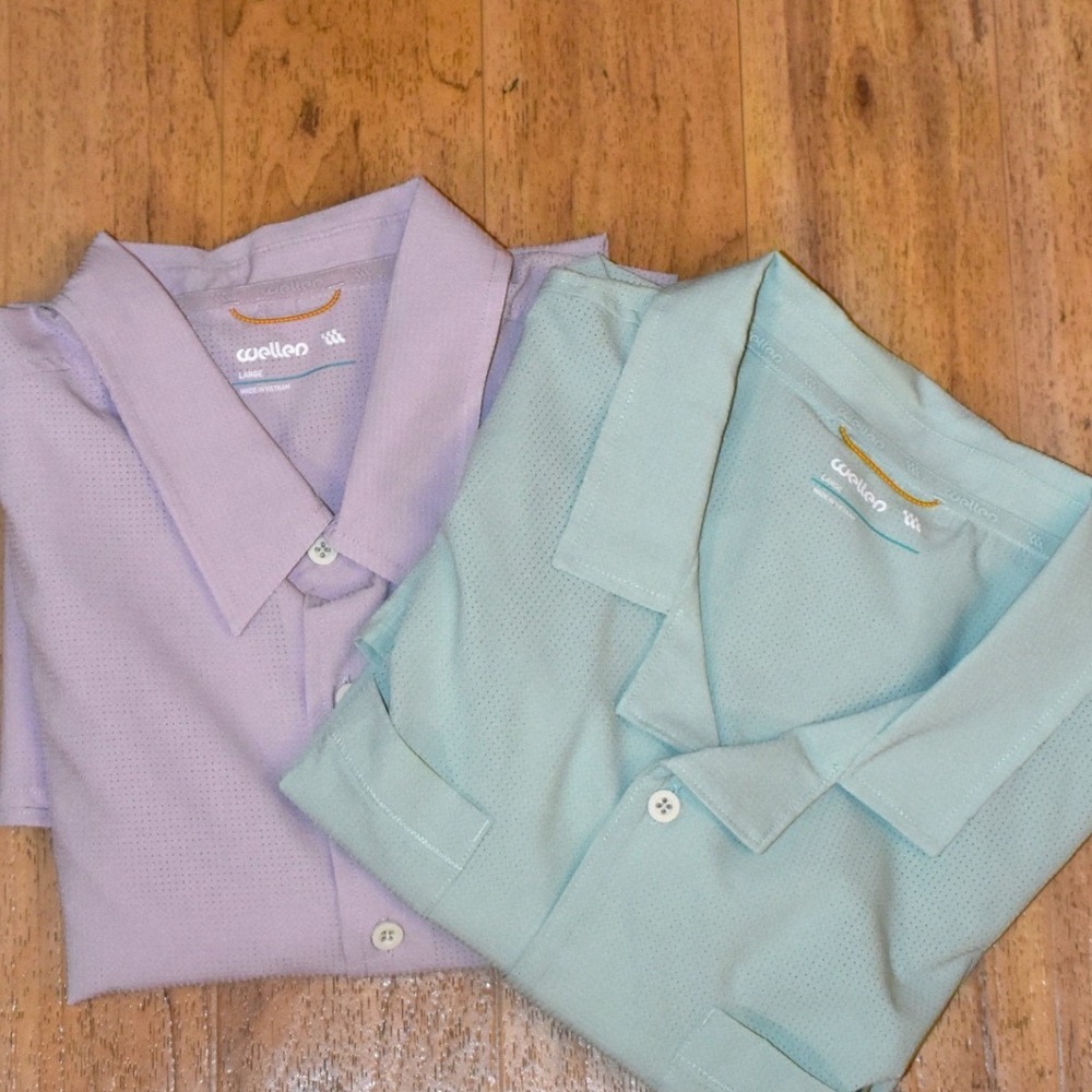Wellen Button Up Shirt Bundle Mens Large Purple Green Performance Huckberry